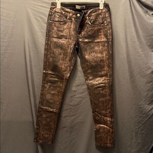 Topshop Moto Brown Snakeskin Trousers